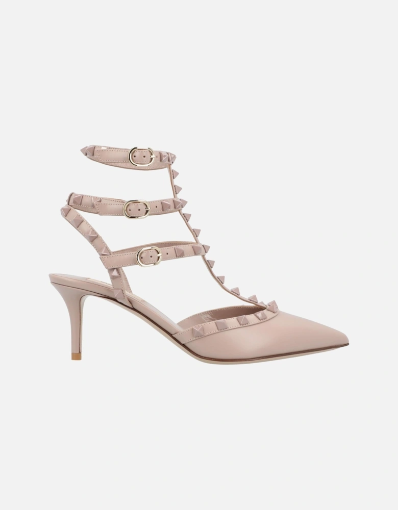 Elegant Pointed Toe Pumps with Straps and Studded Detailing