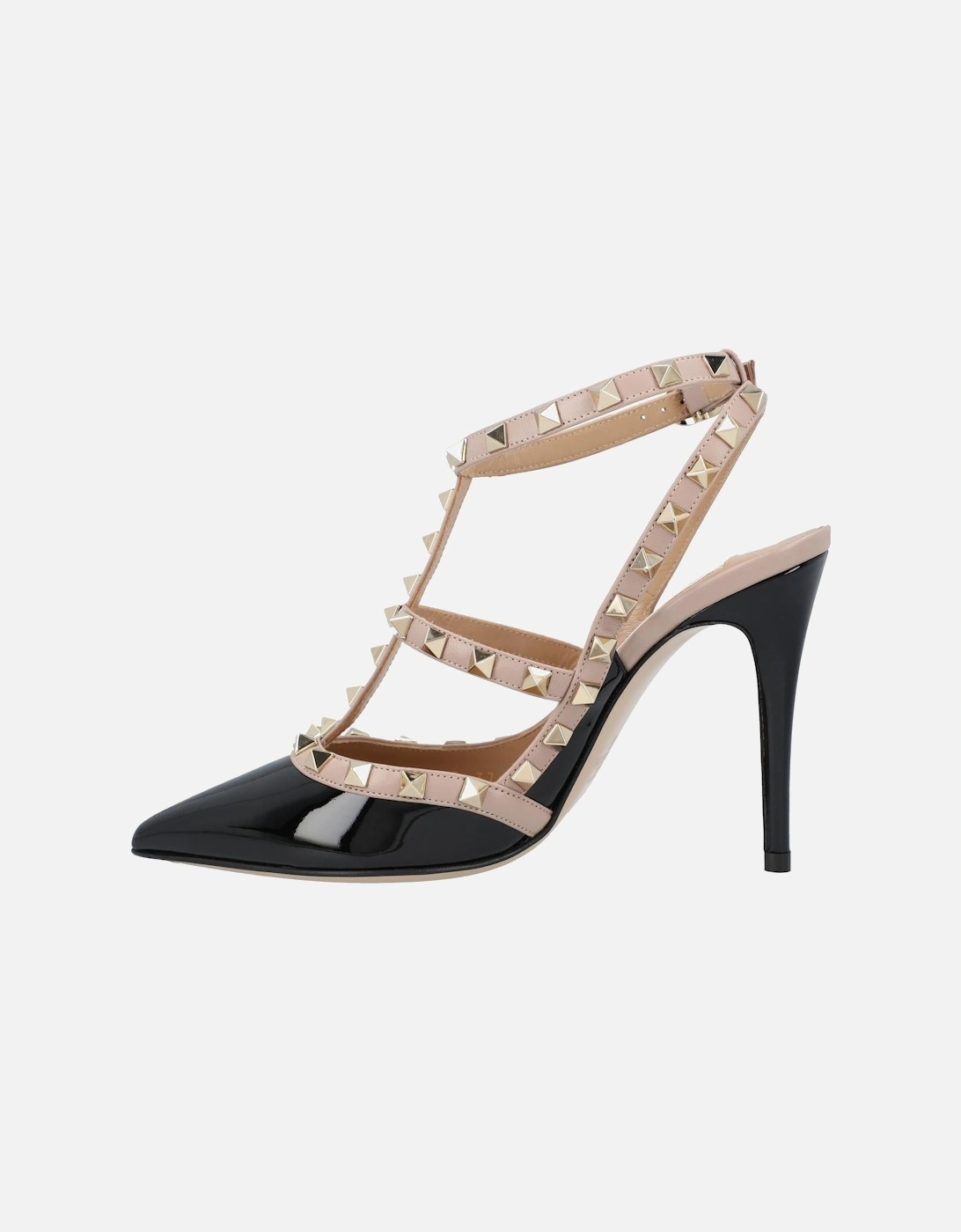 Pointed Toe Stiletto Heel Pumps with Ankle Strap Closure and Embellishments