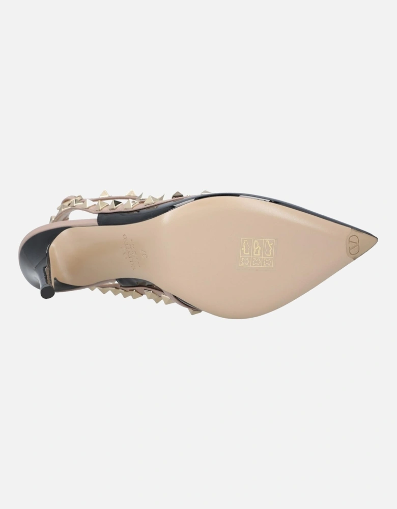 Pointed Toe Stiletto Heel Pumps with Ankle Strap Closure and Embellishments