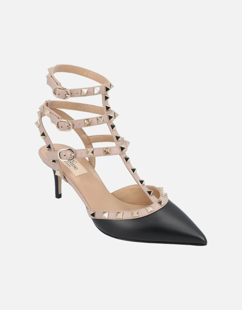 Pointed Toe Stiletto Heel Court Shoes with Ankle Strap Closure