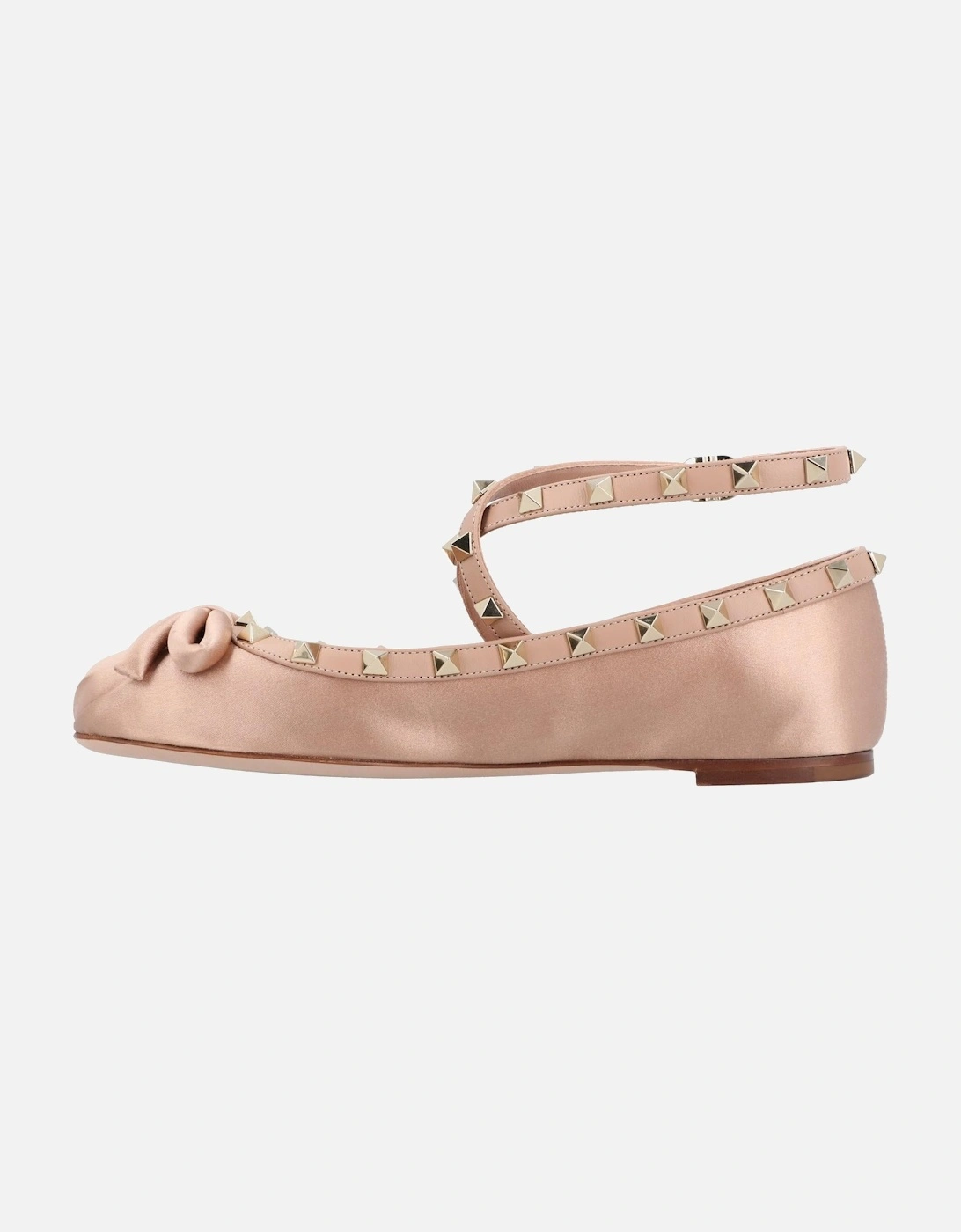 Bow Detail Pointed Toe Flat Shoes with Ankle Strap