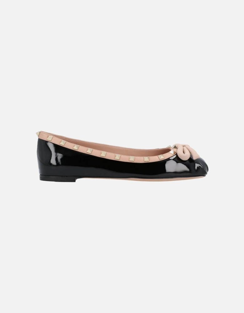Slip-On Ballerinas with Decorative Bow Accent and Stud Embellishments