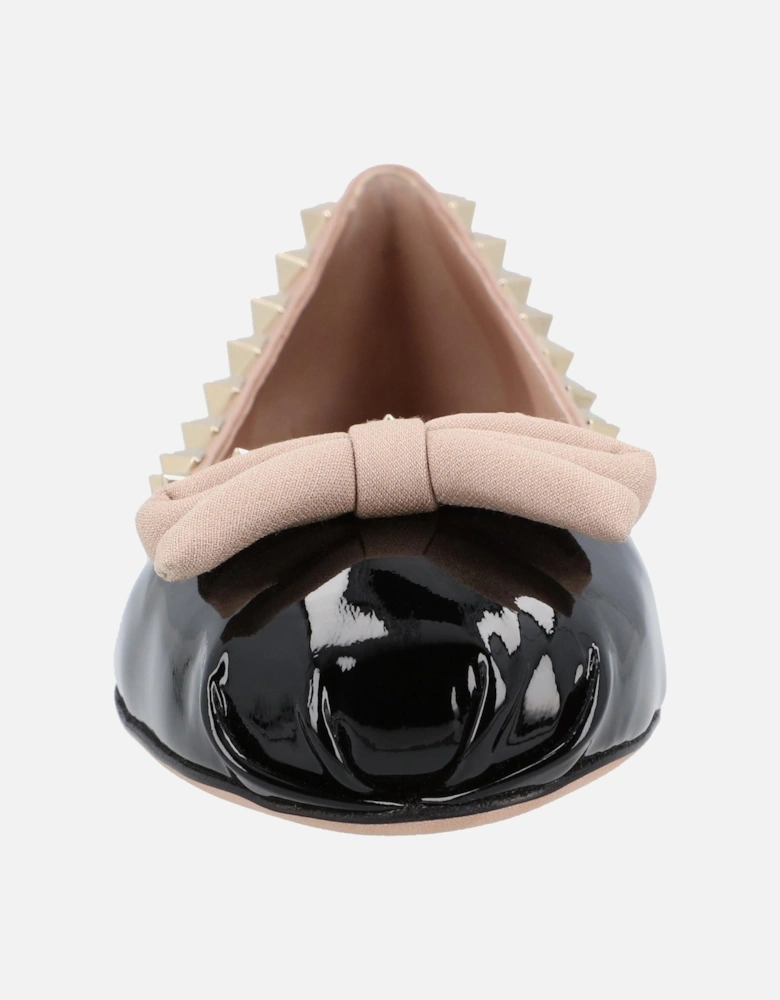 Slip-On Ballerinas with Decorative Bow Accent and Stud Embellishments