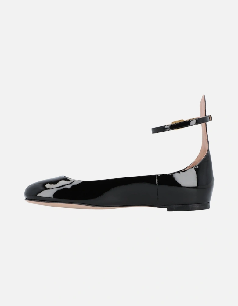 Elegant Ankle Strap Ballerina Flats with Leather Upper and Lining