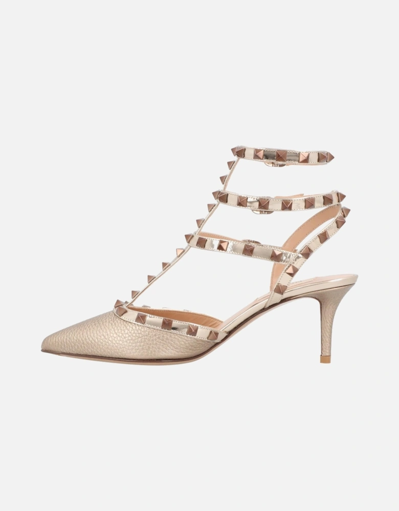 Studded Pointed Toe Heel with Ankle Strap Pump Style