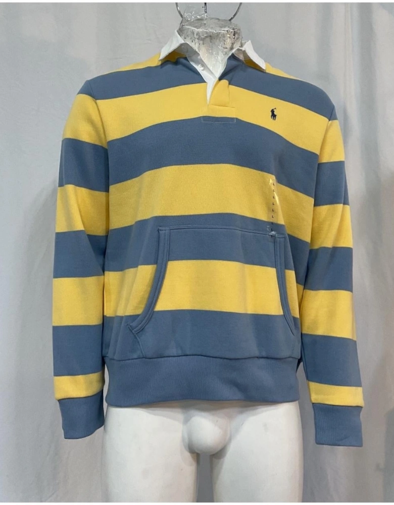 Striped Polo Shirt Kangaroo Pocket