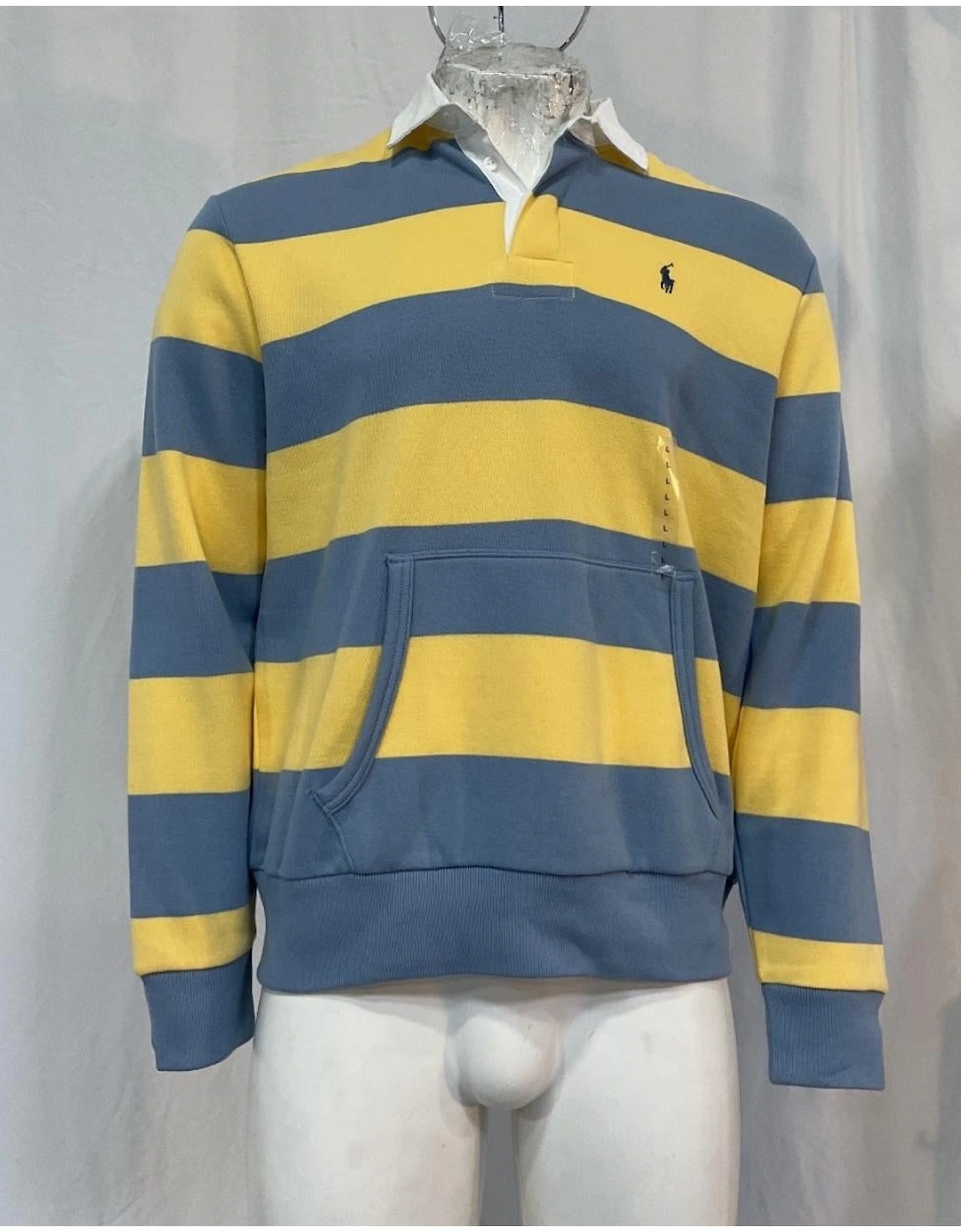 Striped Polo Shirt Kangaroo Pocket