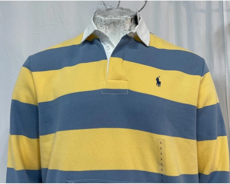 Striped Polo Shirt Kangaroo Pocket