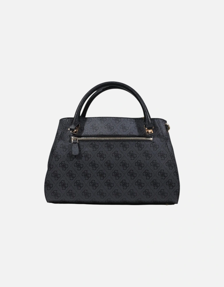 Printed Handbag with Shoulder Strap and Zip Closure