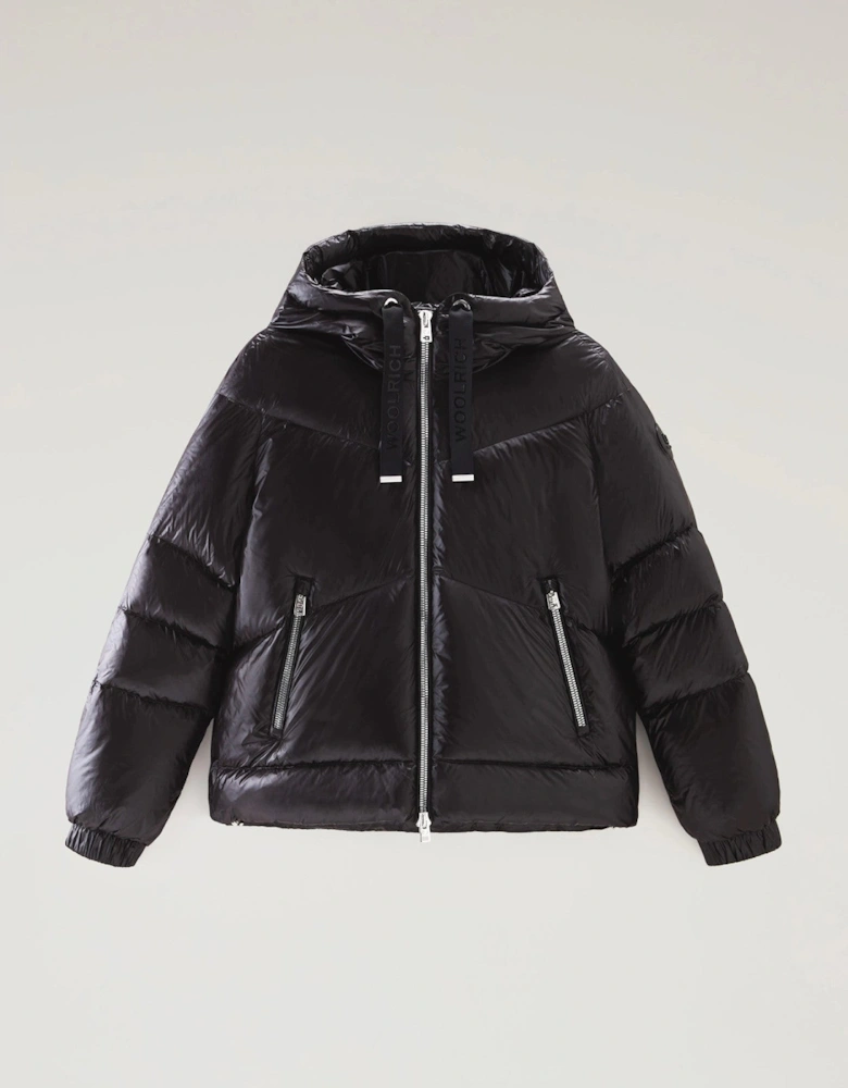 Turtleneck Hooded Zip-Up Jacket with Front Pockets
