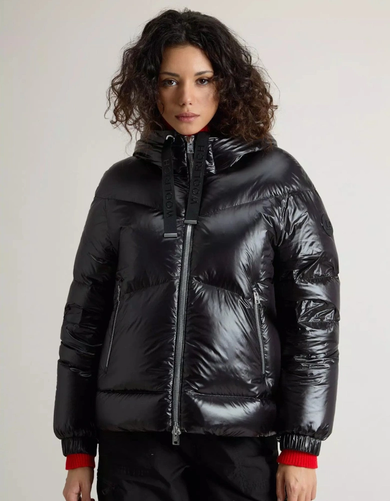 Turtleneck Hooded Zip-Up Jacket with Front Pockets