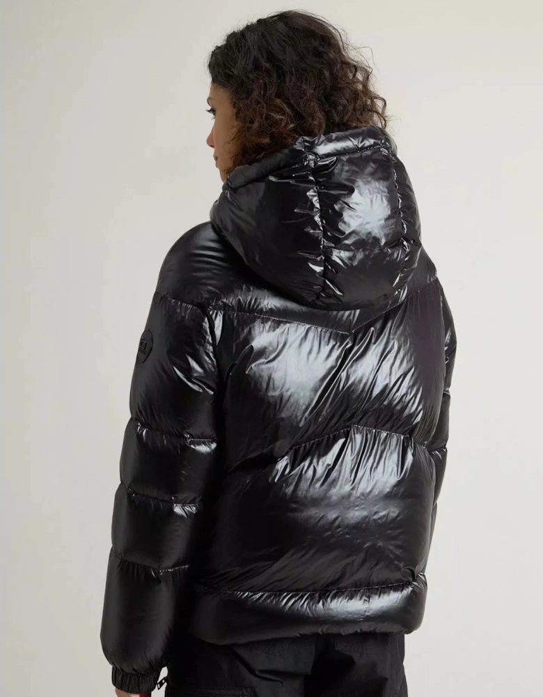 Turtleneck Hooded Zip-Up Jacket with Front Pockets