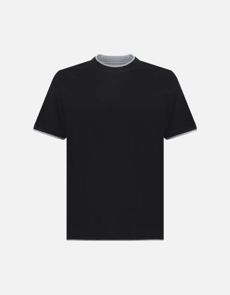 Two-Tone Double Layer Cotton T-Shirt