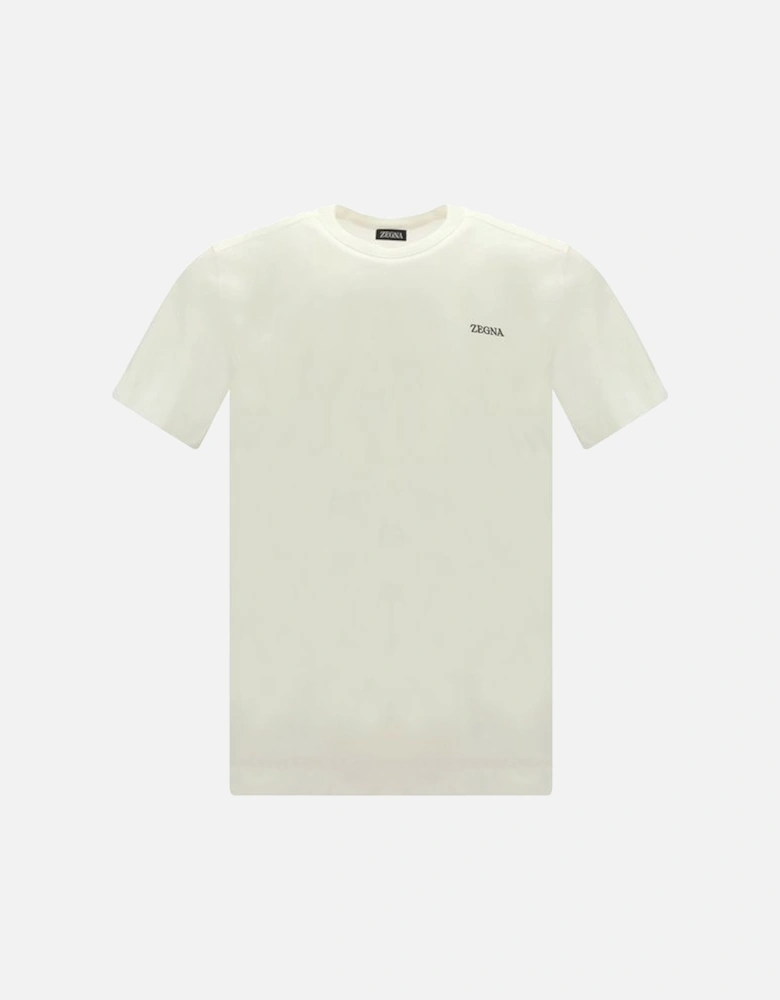 Cotton T-Shirt with Ribbed Crew Neck and Contrast Monogram