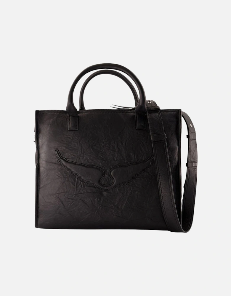 Leather Tote Bag with Handles and Shoulder Strap