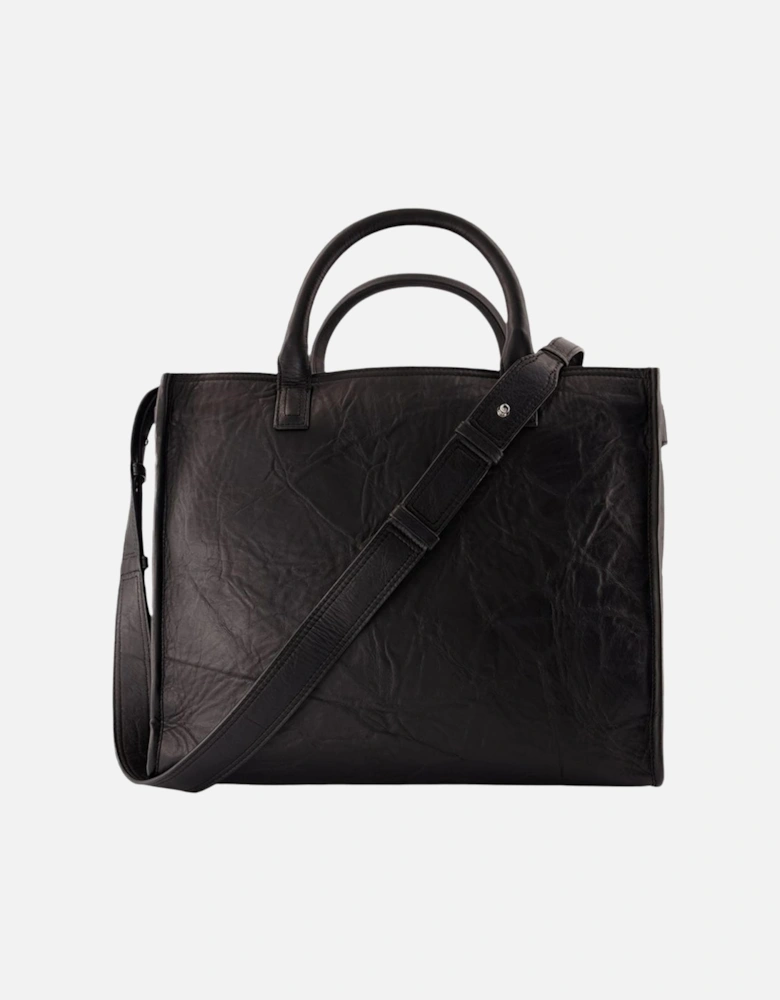 Leather Tote Bag with Handles and Shoulder Strap