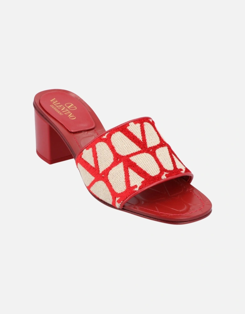 Women's Heeled Mules with Block Heel and Unique Design