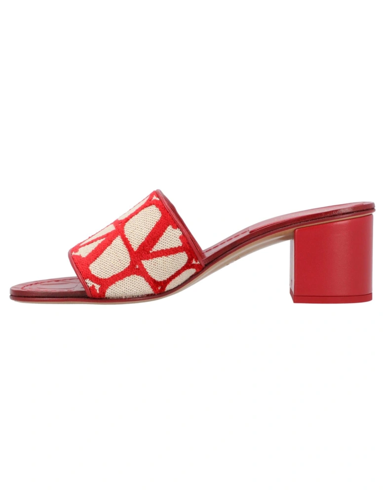 Women's Heeled Mules with Block Heel and Unique Design