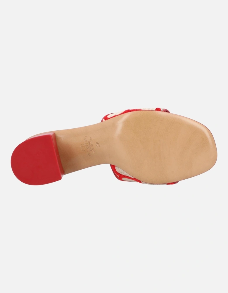 Women's Heeled Mules with Block Heel and Unique Design