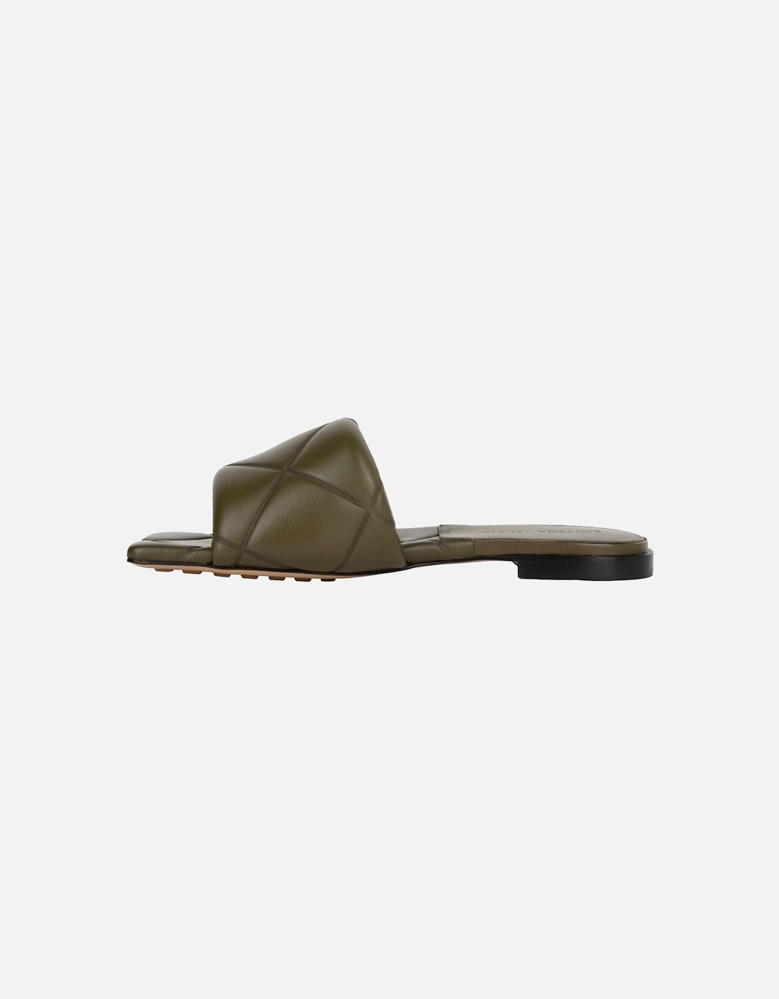 Padded Leather Slides Flat Sandals