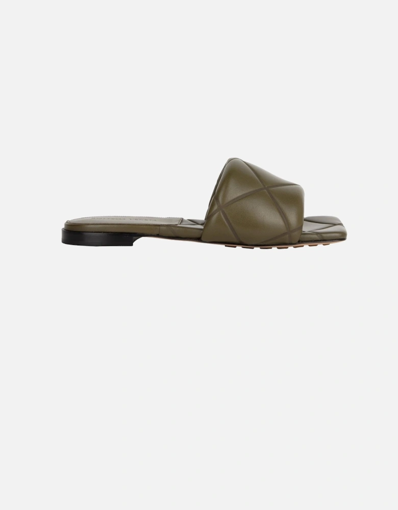 Padded Leather Slides Flat Sandals