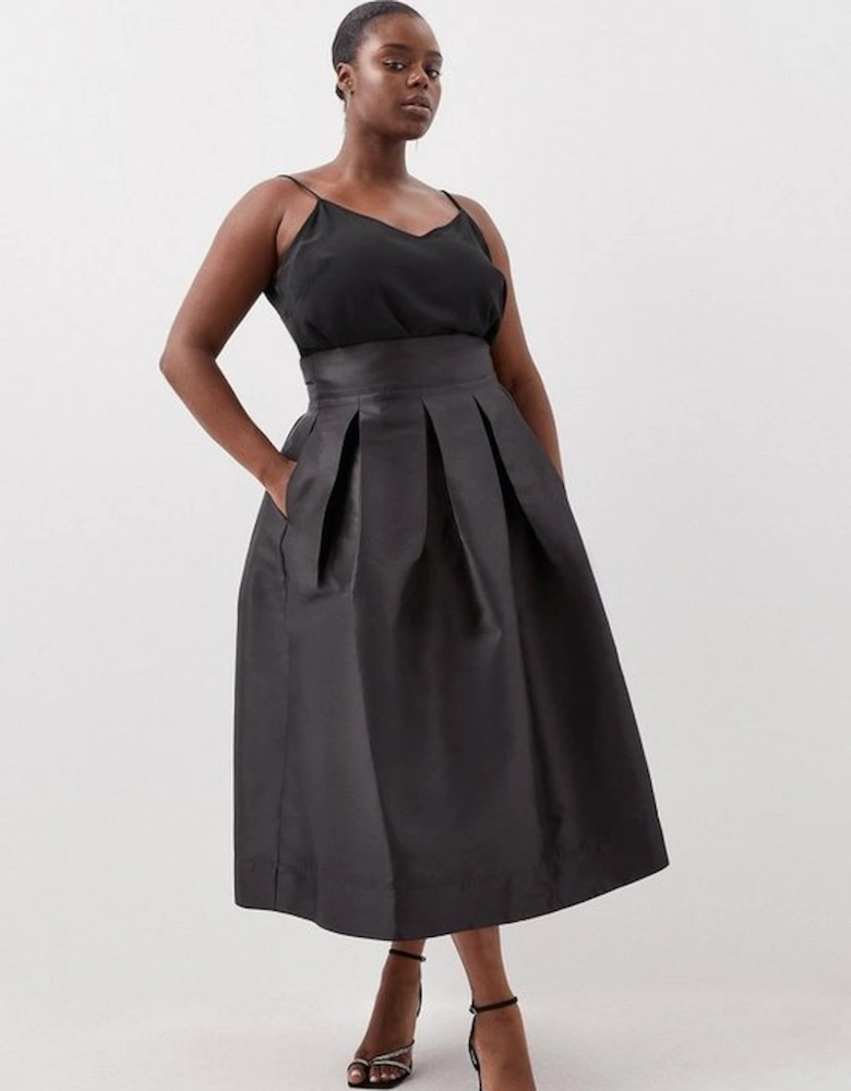Plus Size Twill Prom Maxi Skirt