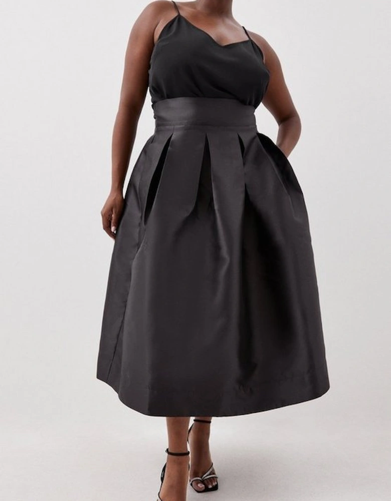 Plus Size Twill Prom Maxi Skirt