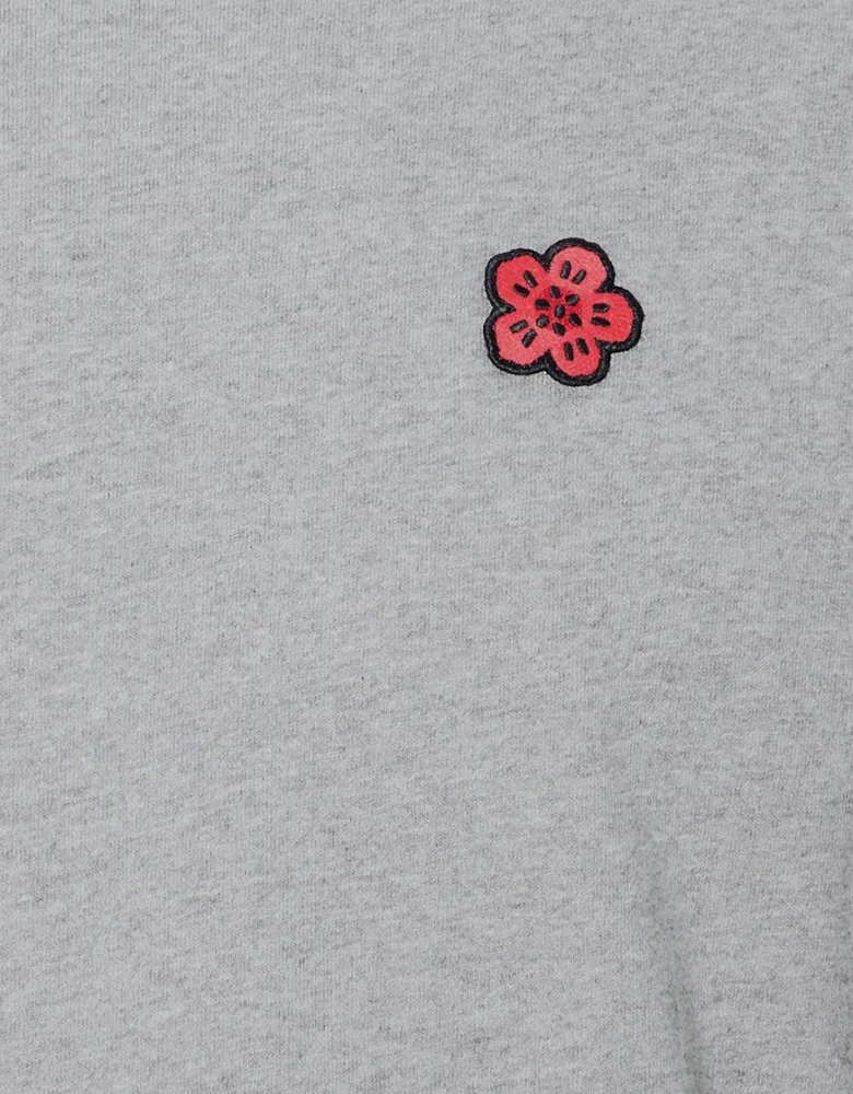 Boke Flower Embroidered Crest T-Shirt in Grey