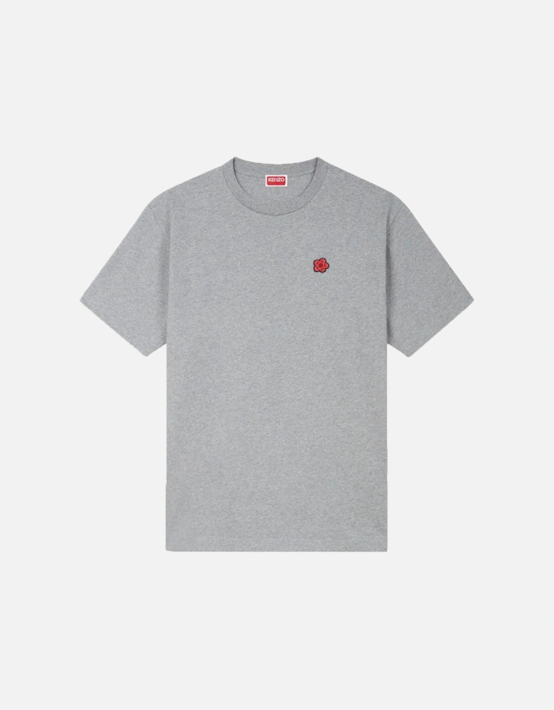 Boke Flower Embroidered Crest T-Shirt in Grey