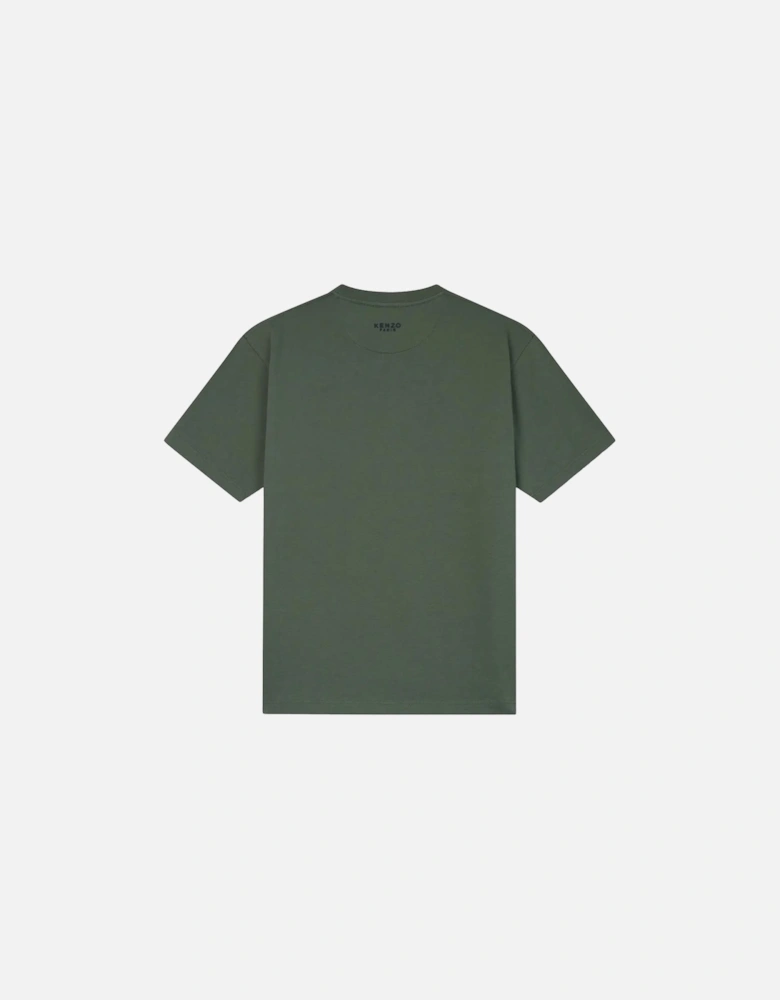 Boke Flower Embroidered Crest T-Shirt in Green