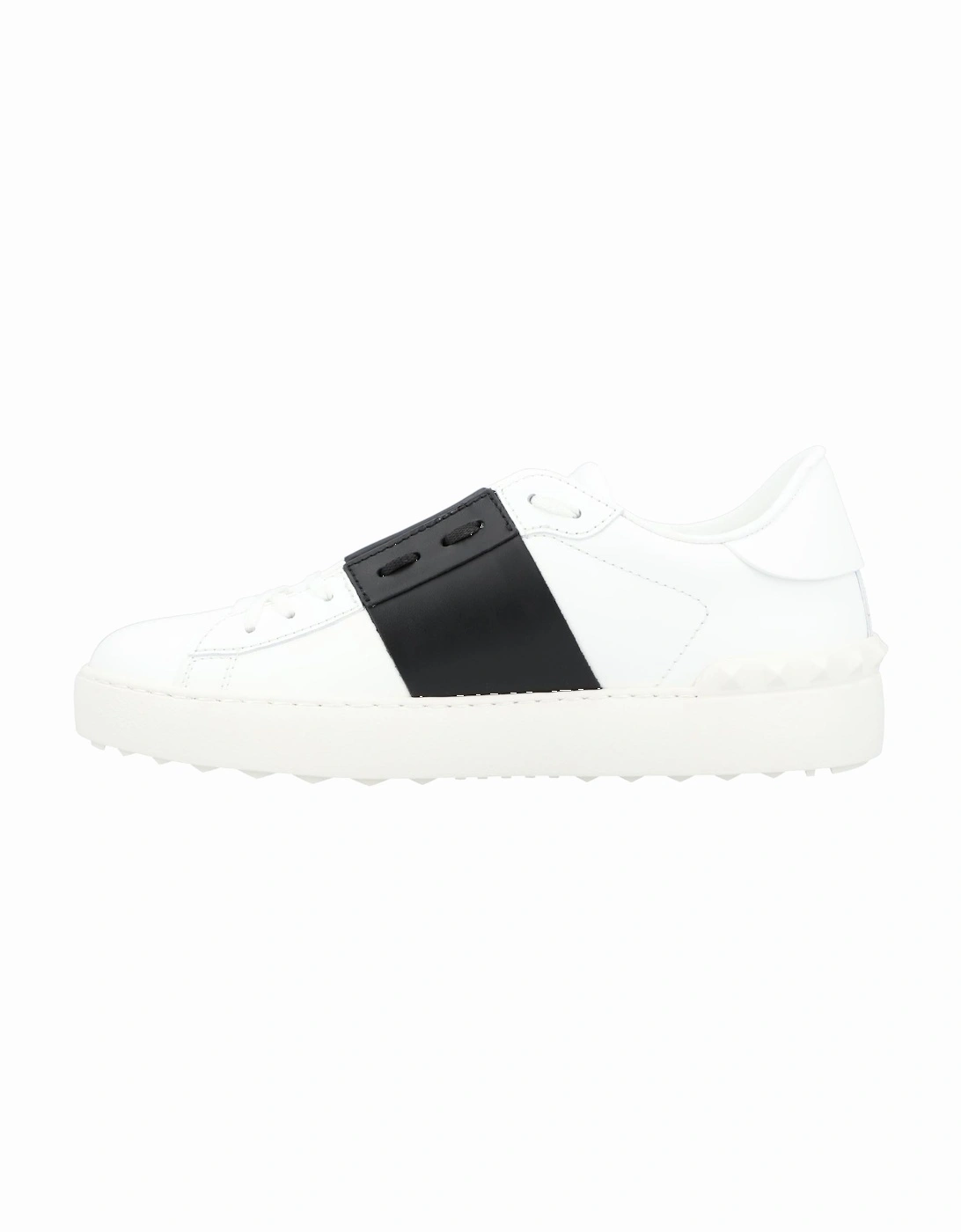 Leather Lace-Up Sneakers with Rubber Sole and Stud Detail