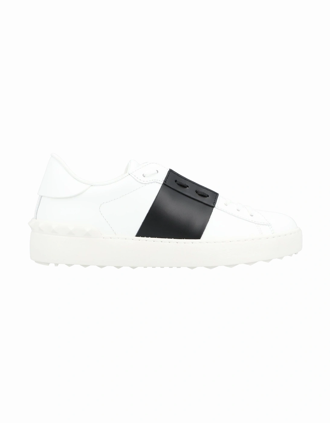 Leather Lace-Up Sneakers with Rubber Sole and Stud Detail