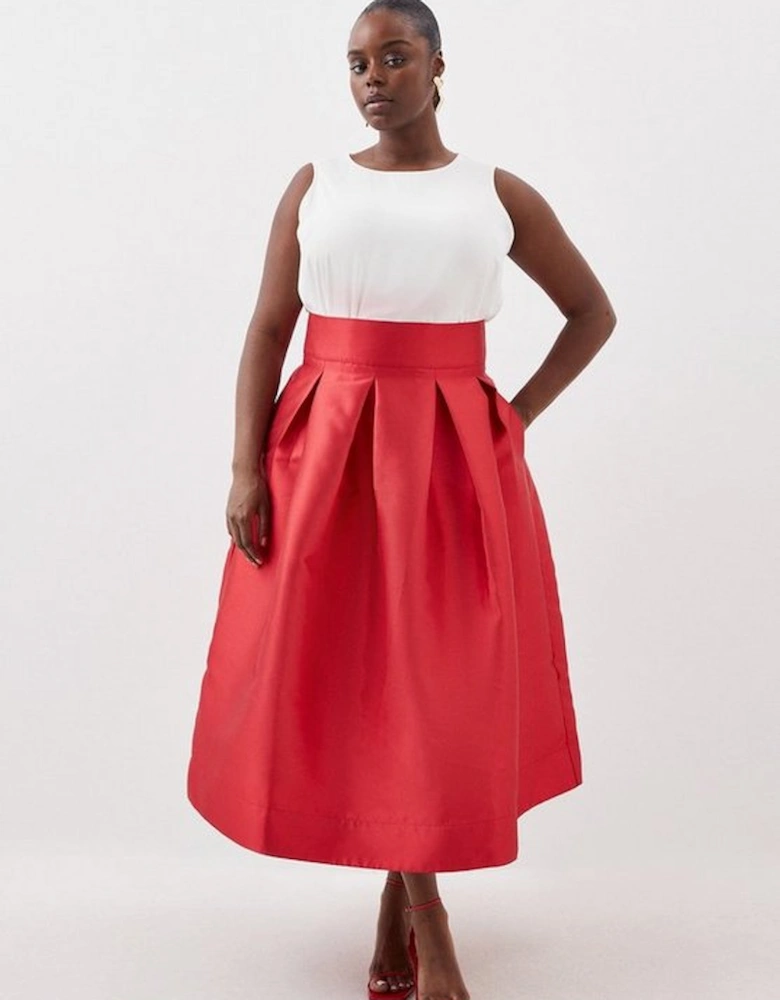 Plus Size Twill Prom Maxi Skirt