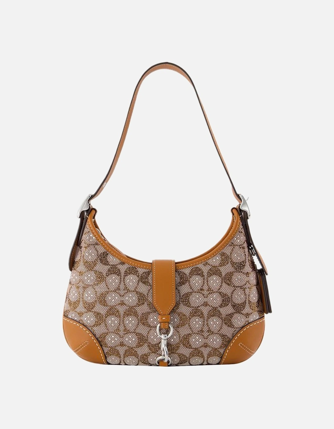 Signature Jacquard Shoulder Bag with Leather Trim and Adjustable Strap, 5 of 4