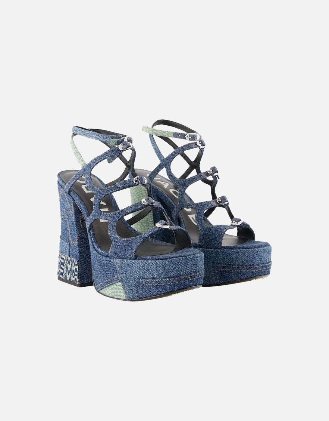 Platform High Heel Sandals with Strappy Details and Block Heel