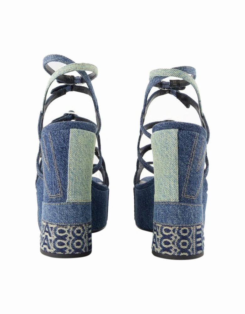 Platform High Heel Sandals with Strappy Details and Block Heel