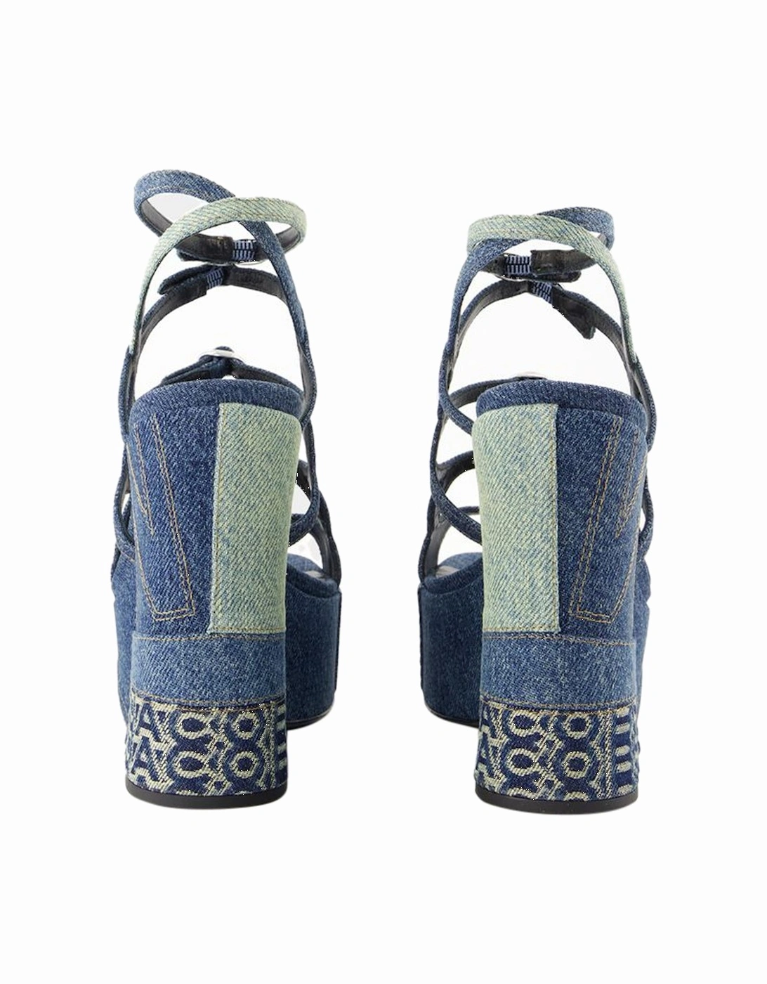 Platform High Heel Sandals with Strappy Details and Block Heel