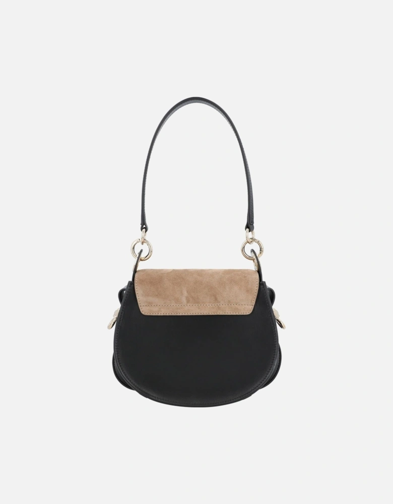 Elegant Leather Shoulder Bag with Adjustable Strap and Metal Ring Detail