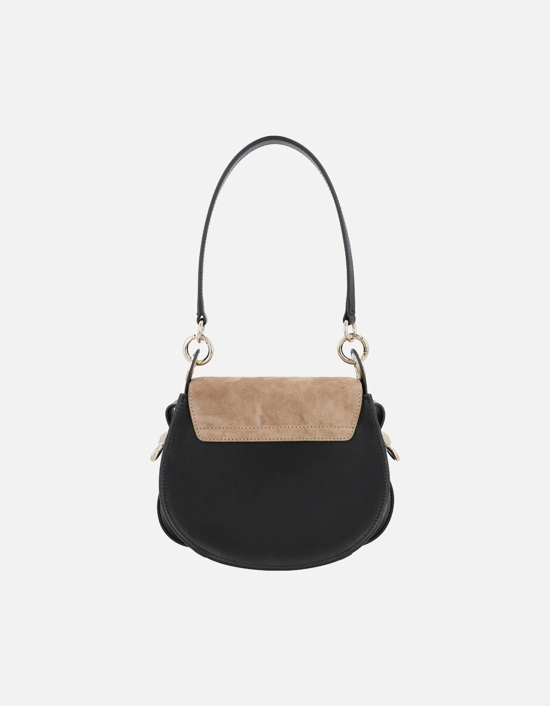 Elegant Leather Shoulder Bag with Adjustable Strap and Metal Ring Detail