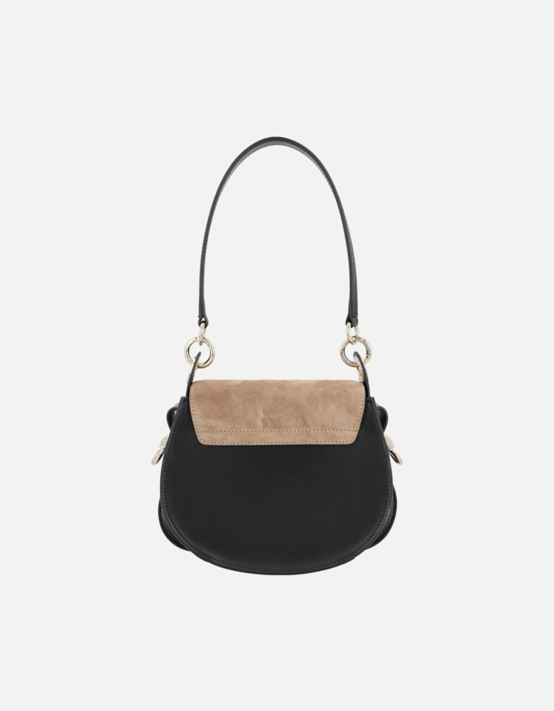 Elegant Leather Shoulder Bag with Adjustable Strap and Metal Ring Detail