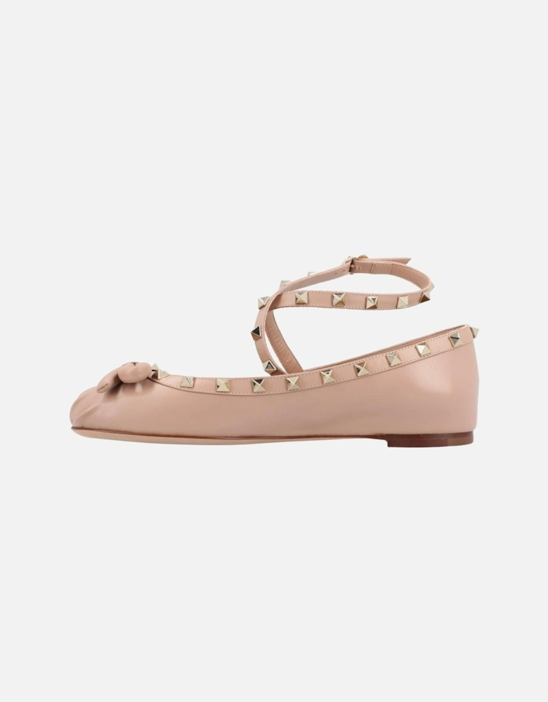 Women's Flat Shoes with Ankle Strap and Bow Detail