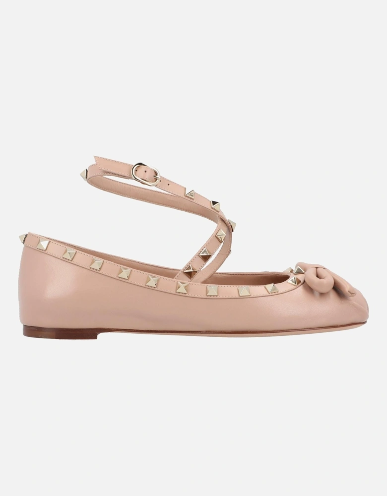 Women's Flat Shoes with Ankle Strap and Bow Detail