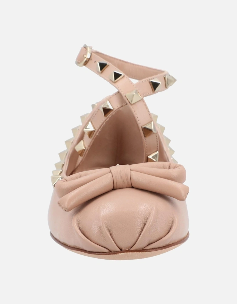 Women's Flat Shoes with Ankle Strap and Bow Detail