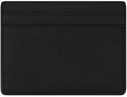 Leather Grain De Poudre Credit Card Holder with Embossed Logo and Multiple Slots