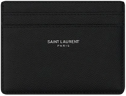 Leather Grain De Poudre Credit Card Holder with Embossed Logo and Multiple Slots