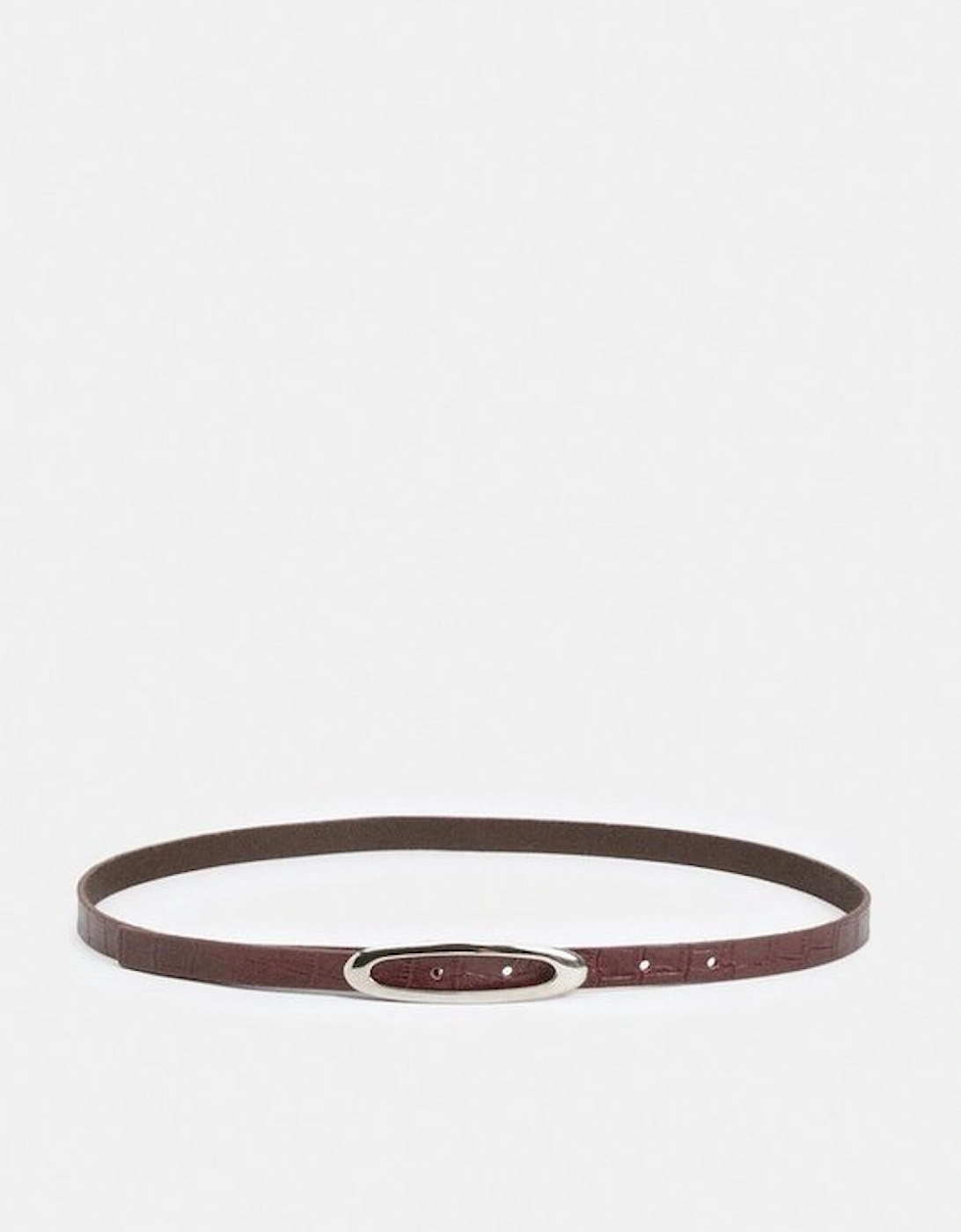 Croc Effect Leather Oval Buckle Belt