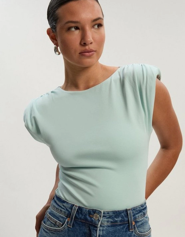 Stretch Jersey Power Shoulder Bodysuit
