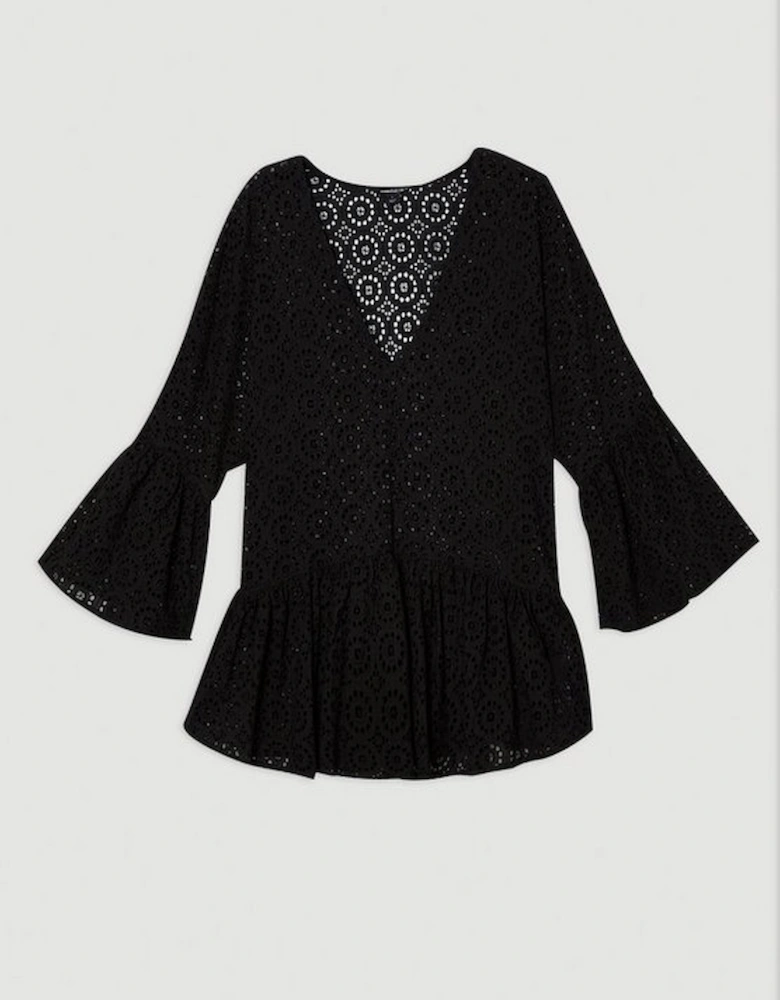 Cotton Broderie Beach Mini Kimono