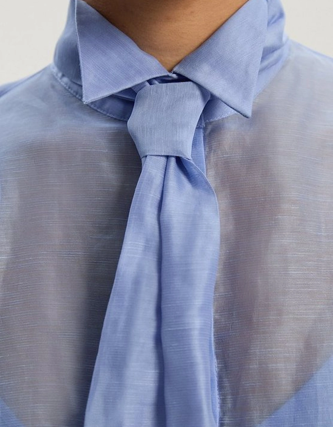 Organdie Tie Neck Woven Shirt