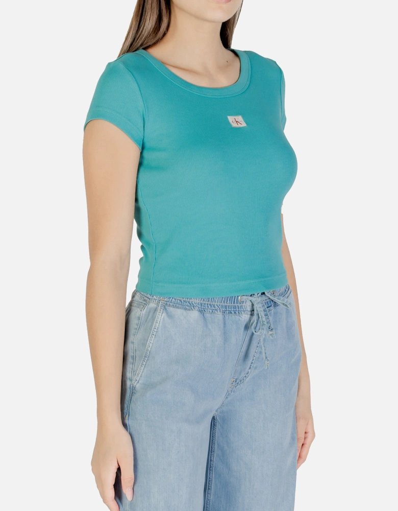 Ribbed Knit Short Sleeve Tee
